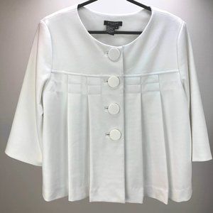 SANDRO white knit crop pleated swing jacket SZ L